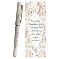 Gel Pen White with Bookmark Gift Set: Kingdom of God (Matthew 6:33)