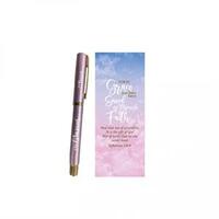 Gel Pen Pink with Bookmark Gift Set: Save By Grace (Ephesians 2:8-9)
