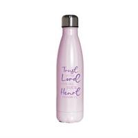 Stainless Steel Water Bottle: Pink with Light Purple text Trust In The Lord (Proverbs 3:5)