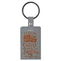 Lux Leather Keyring: I Can Do All Things (Grey)