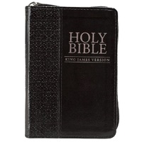 KJV Compact Bible - Black Zippered Faux Leather