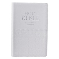 White Faux Leather King James Version Deluxe Gift Bible with Thumb-index