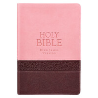 Pink and Brown Large Print Faux Leather Thinline King James Version Bible