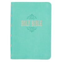 KJV Bible - Tiffany Blue Faux Leather Large Print Compact