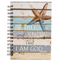 Be Still Coastal Design Large Hardcover Wirebound Journal - Psalm 46:10