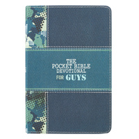 Pocket Bible Devotional For Guys: 366 Daily Readings Camouflage Blue and Green
