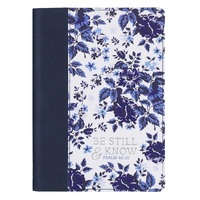Be Still & Know Blue Floral Quarter-bound Faux Leather Classic Journal - Psalm 46:10