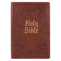 Antiqued Brown Faux Leather Large Print Thinline KJV Bible with Thumb Index
