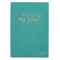 It Is Well With My Soul Teal Faux Leather Zippered Executive Planner - 2022