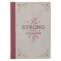 Strong and Courageous Topas Pink Faux Leather Journal with Zipper Closure - Joshua 1:9