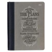 2024 12-Month Executive Planner: The Plans Black and Gray Imitation Leather (Jeremiah 29:11)