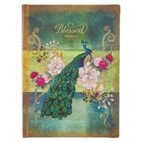 Blessed Blue Peacock Hardcover Journal - Jeremiah 7:7