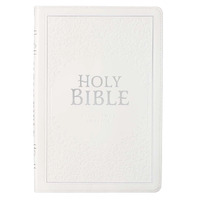 KJV Bible Large Print Thinline - White Faux Leather