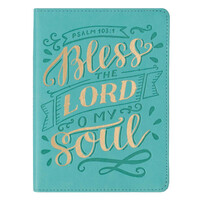 Bless the LORD Teal Handy-Sized Faux Leather Journal - Psalm 103:4