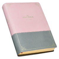 Pink and Gray Faux Leather Super Giant Print Full-size KJV Bible with Thumb Index