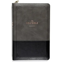 KJV Deluxe Gift Bible Black/Gray With Zipper and Thumb Index (Red Letter Edition)
