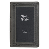 Gray and Black Faux Leather Giant Print Standard-size King James Version Bible with Thumb Index
