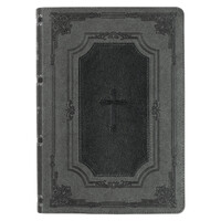 Gray with Black Inlay Faux Leather Super Giant Print King James Version Bible with Thumb Index