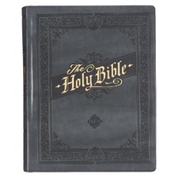 Iron Gray Faux Leather Hardcover Large Print King James Version Note-taking Bible