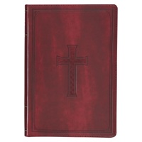 KJV Large Print Thinline Bible Thumb Index Burgundy Cross (Red Letter Edition)