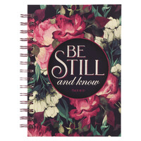 Be Still Vintage Floral Large Wirebound Journal - Psalm 46:10