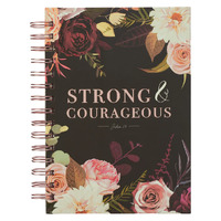 Strong and Courageous Merlot Bouquet Large Wirebound Journal - Joshua 1:9