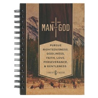 Man of God Brown Trailhead Large Spiral Journal - 1 Timothy 6:11